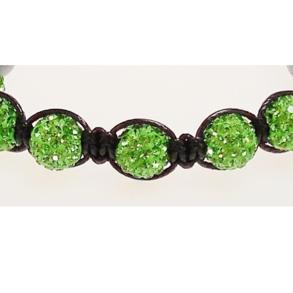 48 hour Sale Shamballa Style Bracelet Spring Green Crystal Beads - Picture 2 of 5